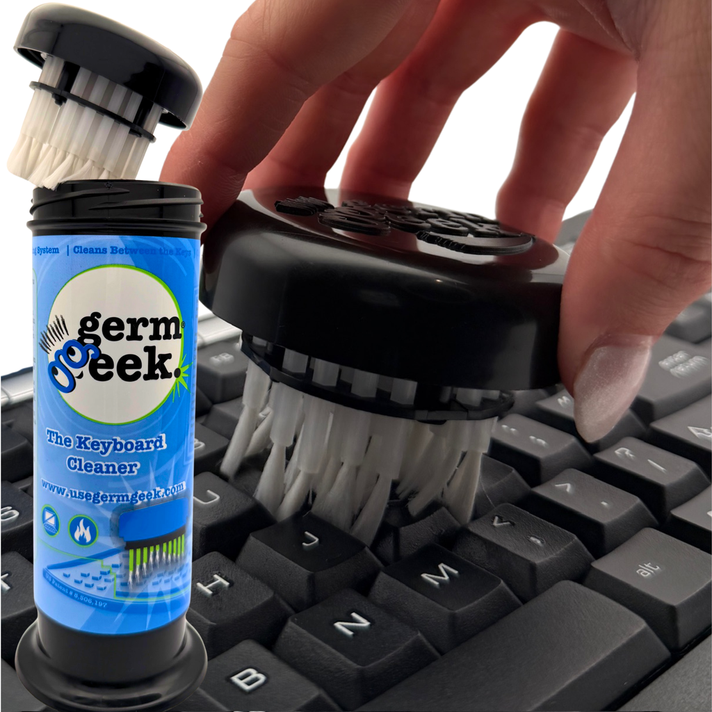 My Store Germ Geek Keyboard Cleaning Kit with brushes and tools for deep cleaning dust and crumbs from computer keyboards.